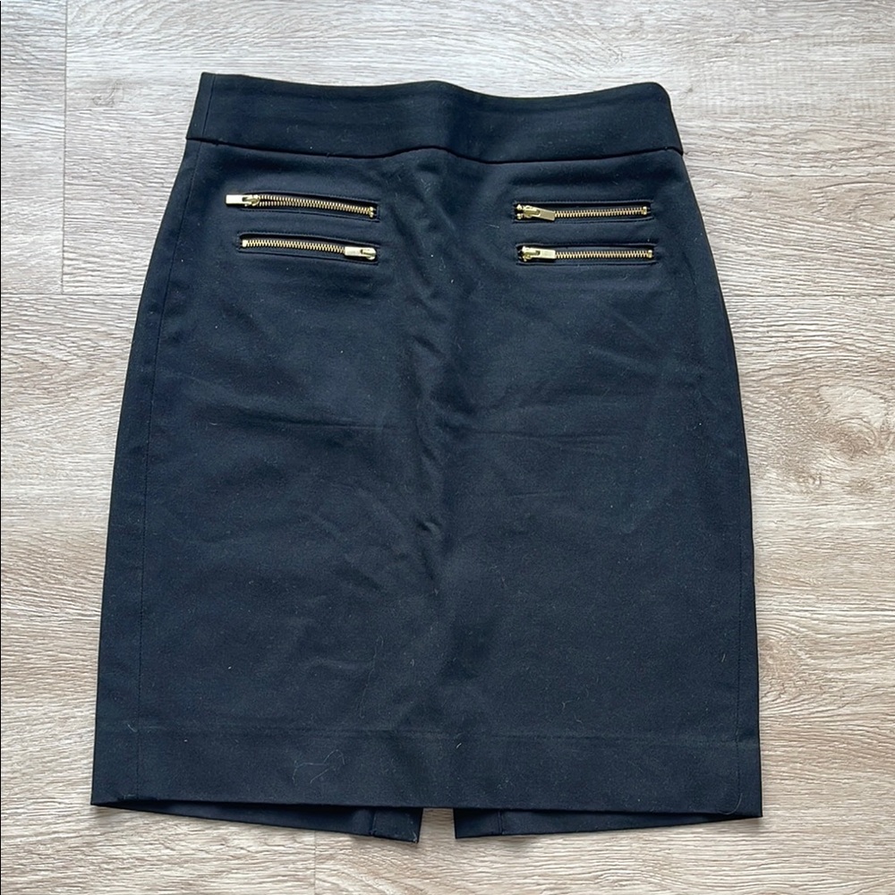 Banana Republic Black Pencil Skirt with Silver Zipper Details